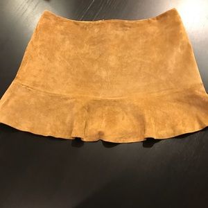 Leather / suede ruffle skirt